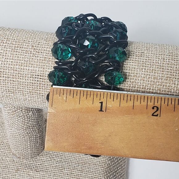 VINTAGE Chunky Black Chain & Faceted Beads Stretch Bracelet - Picture 6 of 7